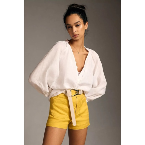 Anthropologie Pants - Anthropologie Maeve The Colette Shorts Mustard Yellow High Rise Utility Size 28